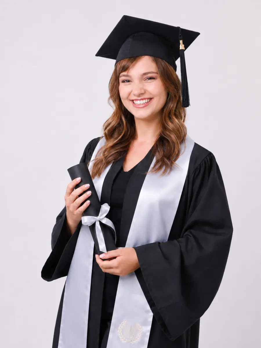 Formanda com o diploma nas mãos